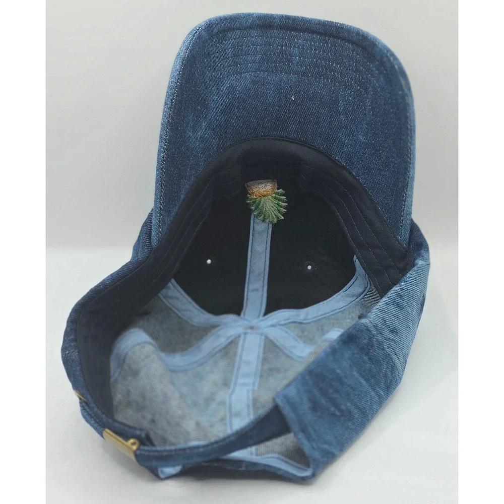 Sun N Sand Denim Pineapple Embroidered Adjustable Baseball Cap Strapback‎ Hat